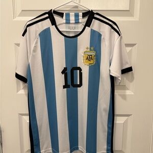 Messi Blue and White Striped Soccer Jersey